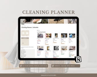 Cleaning Schedule | Cleaning Planner | Cleaning Checklist | Notion Planner | Cleaning Business | Notion Template | Chore Chart |Task Tracker