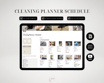 Planificateur de nettoyage | Liste de contrôle pour le nettoyage | Programme de nettoyage | Modèle notionnel | Planificateur de vie | Suivi des tâches | Calendrier familial | Agenda de notions