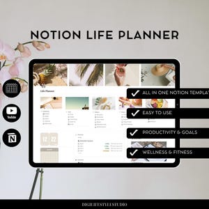 Notion Life Planner | Notion Planner | Goal Widget | Project Management | Task Tracker | Notion Template | Travel Itinerary |Workout Planner