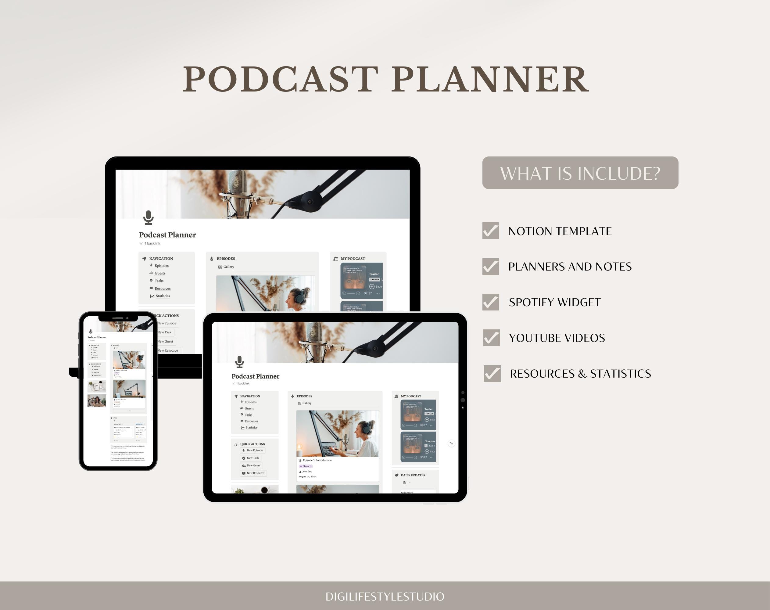 Notion Podcast Planner | Notion Template | Notion Planner | Content ...