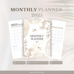 Monthly Planner 2025 | Monthly Calendar | Monthly Planner | 2025 Calendar | Family Calendar |Yearly Calendar|Printable Calendar|2025 Planner