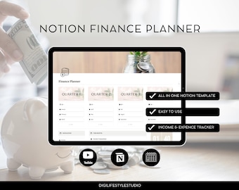 Notion Finance | Notion Planner | Expense Tracker | Notion Template | Weekly Budget | Cash Stuffing | Monthly Bill Tracker | Bill Tracker