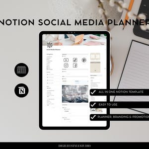 Social Media Planner | Content Calendar | Content Planner | Notion Template | Task Tracker|Marketing Planner|Notion Covers|Notion Templates|