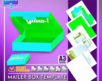 a3 size mailer box, clamshell box, editable in canva, gift box, svg, png, pdf, ai, Instant Download, Digital template, silhouette, cricut