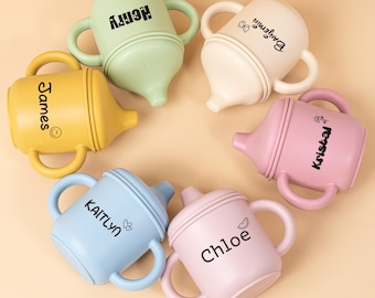 Custom Baby silicone sippy Cup,Toddler Silicone Cup,Silicone Baby Cup with Name,Engraved sippy cup, Toddler Training Cup,Birthday Gift