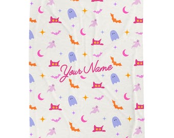 Benutzerdefinierte Name Halloween Geist Decke, Halloween Geschenk Kinder und Jugendliche, gruselige Dekor, Herbst Geschenk, Halloween Geschenk für sie, Girly gruselige Decke