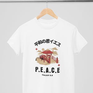 Japanese christian Peace t shirt christian merch christian biblical gift for men or women Jesus tshirt streetwear with bible verse