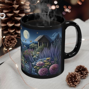 Floral moonlight Night Garden Mug (11oz, 15oz)