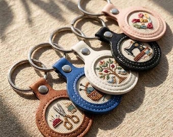 Needlepoint keychain | Self Finishing PU Leather Key Fob