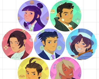 Ace Attorney 58mm Buttons