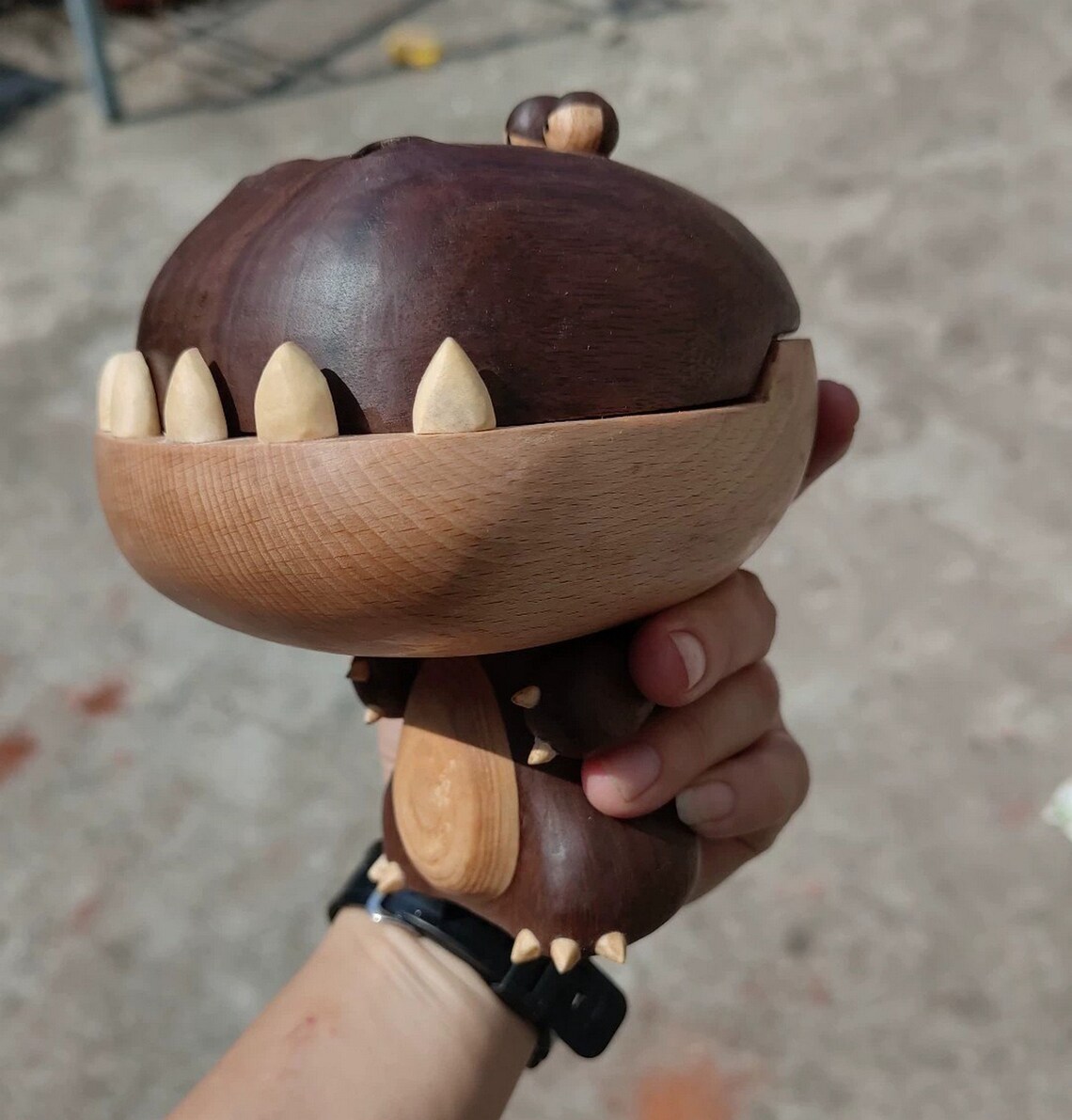Rustic Toy Handcrafted Wooden Dinosaur Figurine Unique Artisan Carving Rustic Wood ...