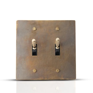 Handcrafted Unlacquered Brass 2-Gang Toggle Switch Plate – Artisan Wall Cover
