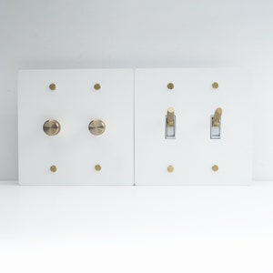 Elegant White Brass Switch Plates - Handcrafted Premium Dimmer, Outlet, Toggle Covers