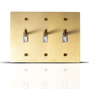 Brass Toggle Switch Plate | 3 Gang Modern Wall Cover