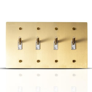 Brass Toggle Switch Plate | 3-Way 4 Gang Decorative Wall Plate for Modern Homes