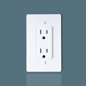 White Outlet Cover with 15 Amp Socket | Single Gang Decorative Wall Plate | GFCI /USB type C