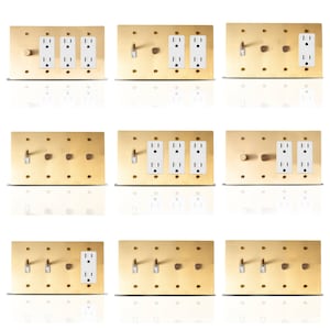 Brytplatta i guldmässing - Premium brytarskydd - Dimmer, uttag, vippströmbrytare