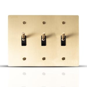 Solid Brass Toggle Switch Plate | 3 Gang Modern Wall Cover