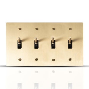 Knurled Brass Toggle Switch Plate | 3-Way 4 Gang Decorative Wall Plate for Modern Homes