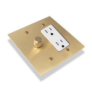 Brass Outlet and Dimmer Combo Plate | Decorative Wall Cover for Modern Homes