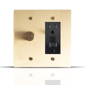 Outlet and Dimmer Combo Brass Plate | Decorative Wall Cover for Modern Homes