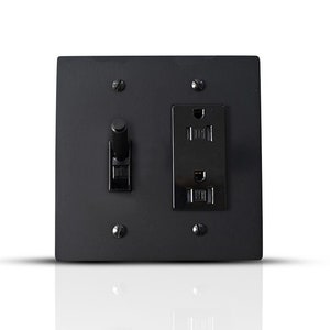 Modern Brass Toggle and Outlet Combo Plate | Decorative Wall Switch Cover