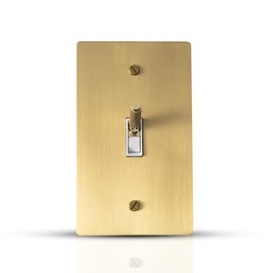 Single Gang Brushed Brass Toggle Switch Plate | 3-Way Modern Wall Cover