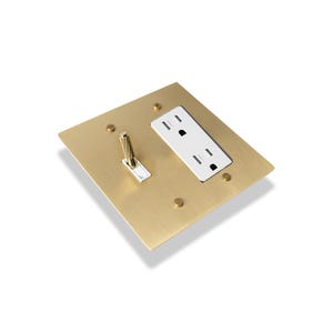 Solid Brass Toggle and Outlet Combo Plate | Decorative Wall Switch Cover