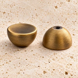 Antique Brass Cabinet Knob, Low Profile Dished Face