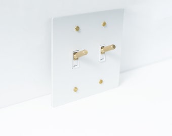 White Brass Switch Plates - Handcrafted Premium Dimmer, Outlet, Toggle