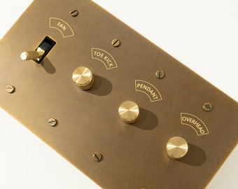 Personalized Engraving - Classic Brass Toggle and Knob Switch Plate