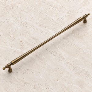 Antique Brass Cabinet Handle, Extra Long Tapered Grip
