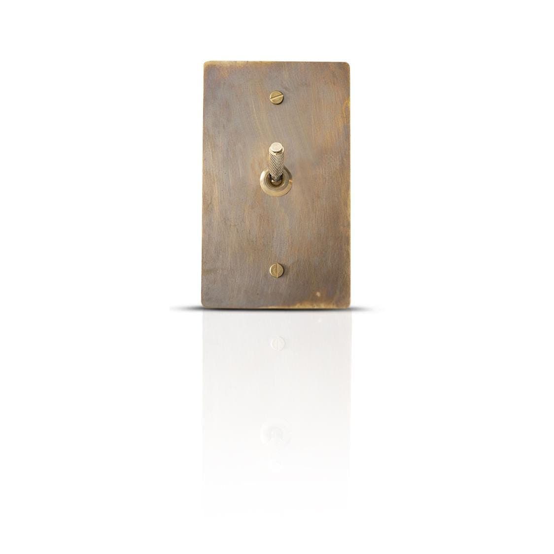 Vintage Unlacquered Brass knurled Toggle Switch Plate