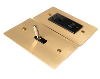 Handcrafted Gold Brass Switch Covers - Premium Light Switch Plates with Dimmer, Outlet, Toggle Styles