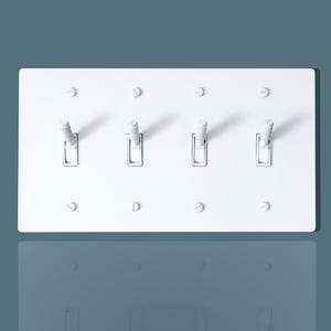 White Toggle Switch Plate 4-Gang