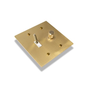 Brass Toggle and Dimmer Combo Plate | Modern 2-Gang Decorative Wall Cover