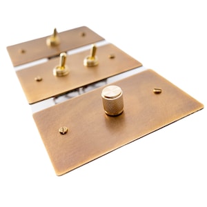 Classic Retro Dimmer and Toggle Light Switches - Aged Brass Finish