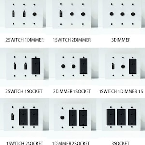 White Brass + Black Toggle Switch Plates - Handcrafted Dimmer, Outlet, Toggle Light Covers