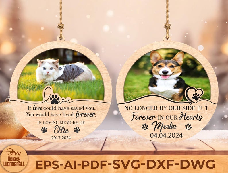Pet Memorial Ornament SVG: Dog Cat Loss Keepsake Laser Cut File - Etsy