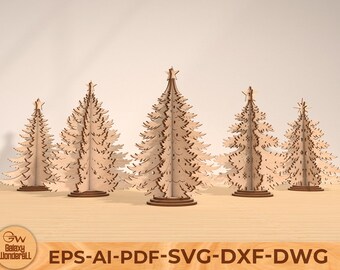 Gelaagde kerstboom SVG-lasergesneden bestanden: Glowforge Holiday Decor (digitale download)