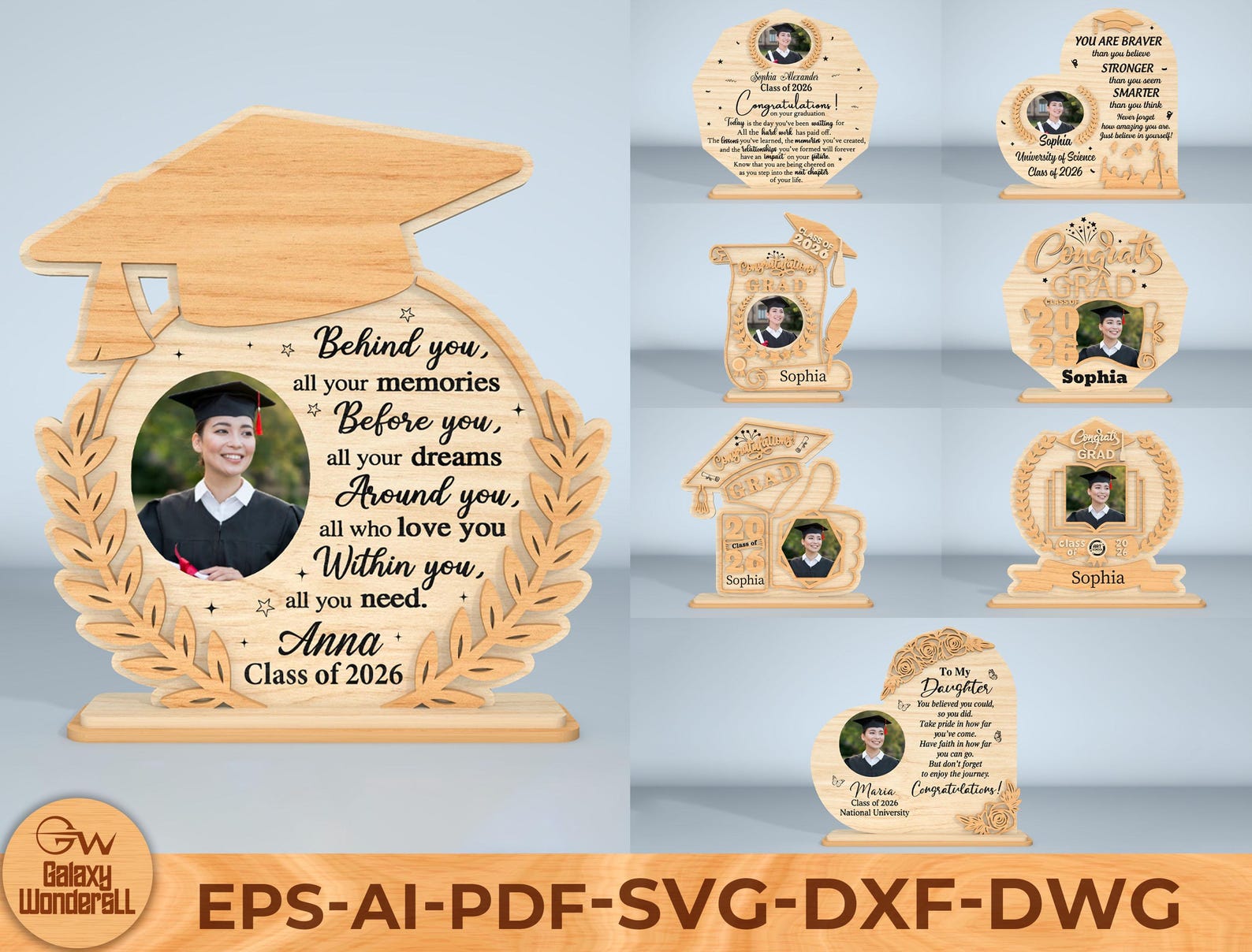 Personalized Graduation Wooden Plaque Laser Cut File, Class of 2026 ...