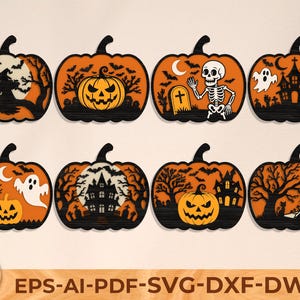 3D Halloween Pumpkin SVG Bundle: Laser Cut Files for Spooky Decor