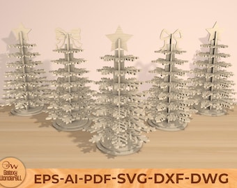 SVG-bundel 3D houten kerstboom: lasergesneden bestand (digitale download)