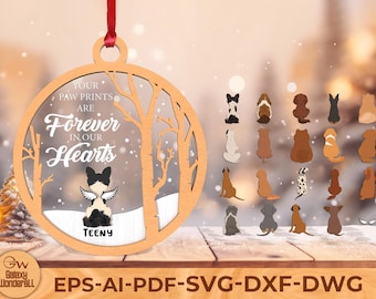 Hunde-Denkmal Ornament SVG: Haustier Verlust Laser Schnittdatei (Digitaler Download