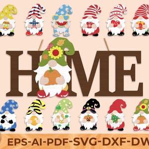 Interchangeable Gnome Home Sign SVG: Laser Cut File, Cricut, Glowforge