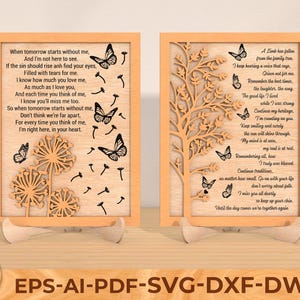 Placa Memorial Personalizada SVG, Borboleta Memorial e poema SVG, Arquivos de corte a laser Glowforge, Placa Memorial Svg, Presentes Memorial Svg