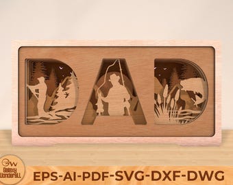 Multilayer Dad SVG, Fishing scene svg, fishing Svg Laser Cut, Funny Fishing Lover, Gift for Dad, Laser cut files