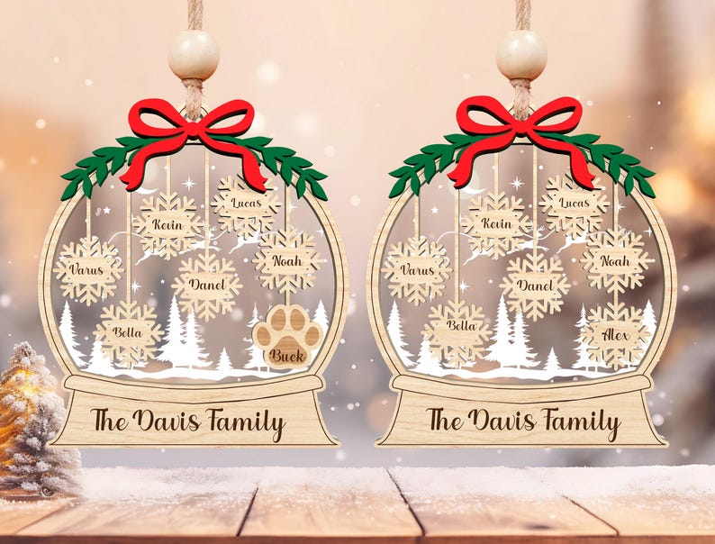Personalized Family Ornament, Custom Christmas Ornament, Laser Cut ...
