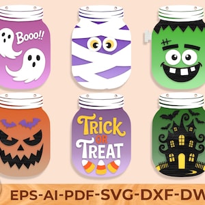 Halloween Mason Jar Sign Svg, Door hanger svg, Spooky welcome sign svg, Ghost, Pumpkin, Glowforge laser file, Cricut, ,DIGITAL download