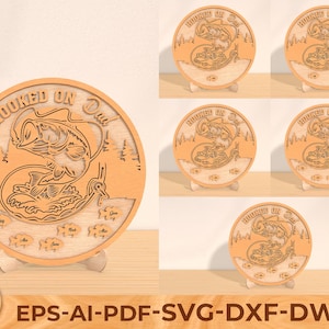 Hooked on Dad Laser SVG File: Father&#39;s Day Fishing Gift (Digital Download)